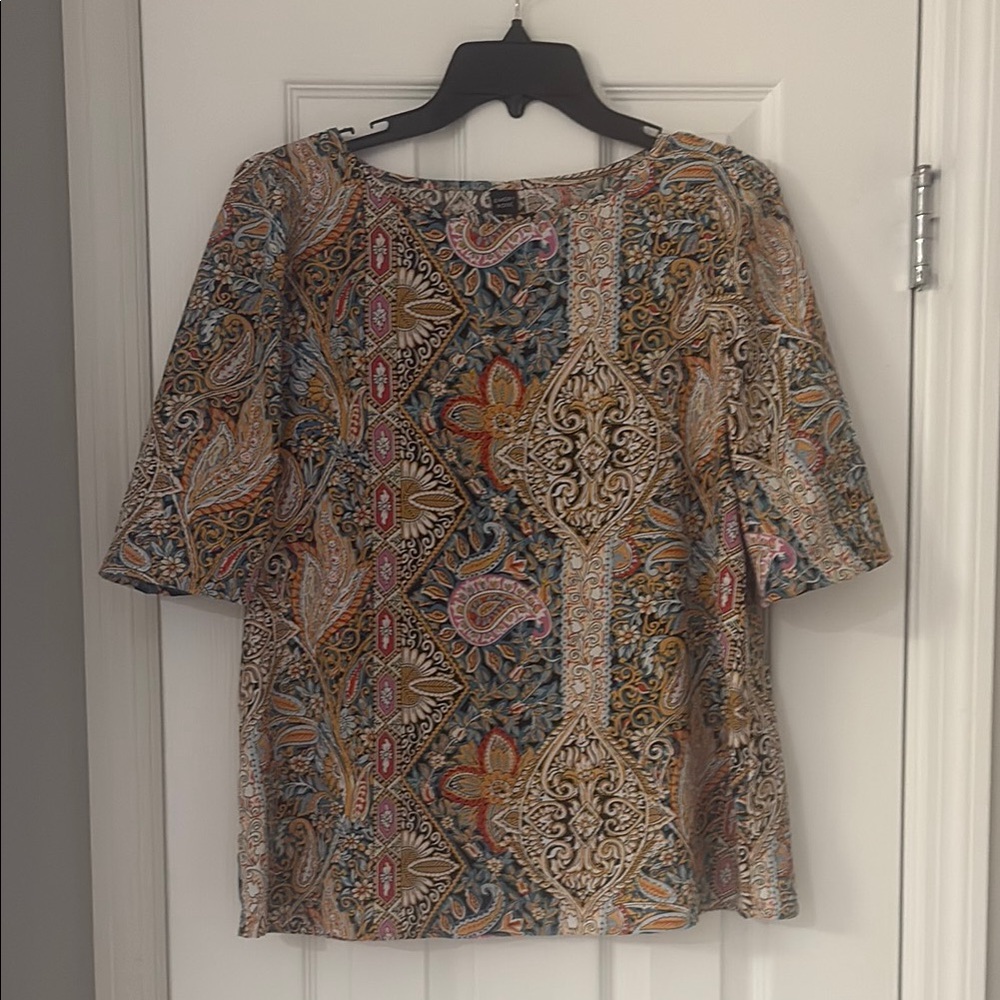 EUC Emery Rose Earth-tone Blouse Size Medium